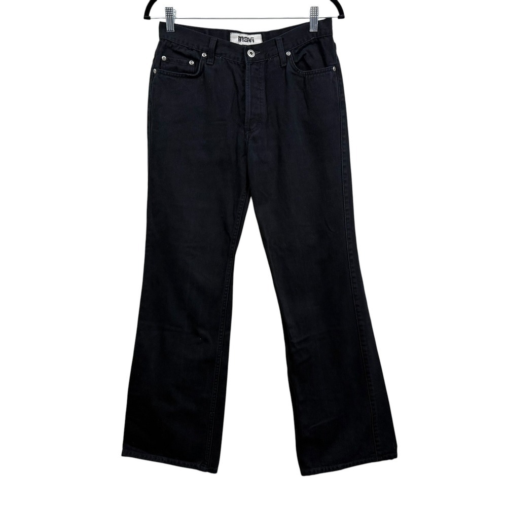 Mavi 136 Molly Womens Jeans Flare Leg Low Rise Button Fly Black Denim Size 32*